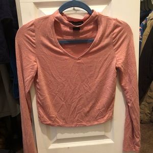 Pink collar crop top